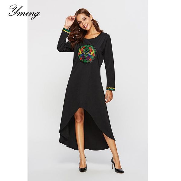 casual dresses yming women's spring and sutumn season embroidered stitching irregular simple fashion loose round neck vestidos, Black;gray
casual dresses yming women's spring and sutumn season embroidered stitching irregular simple fashion loose round neck vestidos, Black;gray