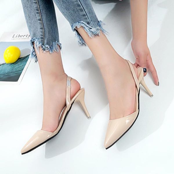 fashion women's heeled sandals summer patent leather high heels solid pointed toe formal occasions female stiletto u22-36, Black
fashion women's heeled sandals summer patent leather high heels solid pointed toe formal occasions female stiletto u22-36, Black