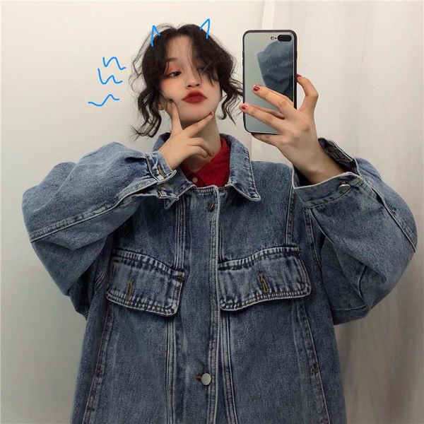 vintage jeans jacket women short coat streetwear 2021 spring autumn korean loose zipper denim casual female outerwear women's jackets, Black;brown
vintage jeans jacket women short coat streetwear 2021 spring autumn korean loose zipper denim casual female outerwear women's jackets, Black;brown