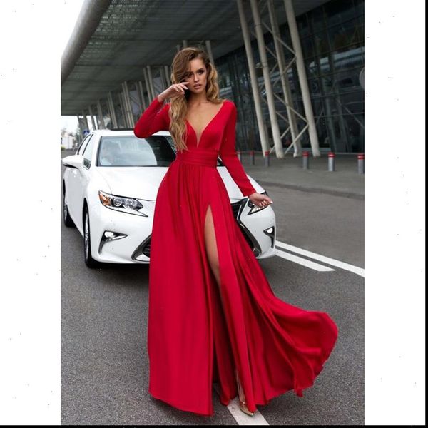 womens dress autumn long sleeve v neck maxi split evening party beach solid colorsundress good quality, Black;gray
womens dress autumn long sleeve v neck maxi split evening party beach solid colorsundress good quality, Black;gray