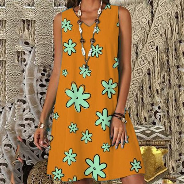 40# women summer casual print v-neck sleeveless dresses vintage bohemia tank dress oversized vestido de mujer, Black;gray
40# women summer casual print v-neck sleeveless dresses vintage bohemia tank dress oversized vestido de mujer, Black;gray