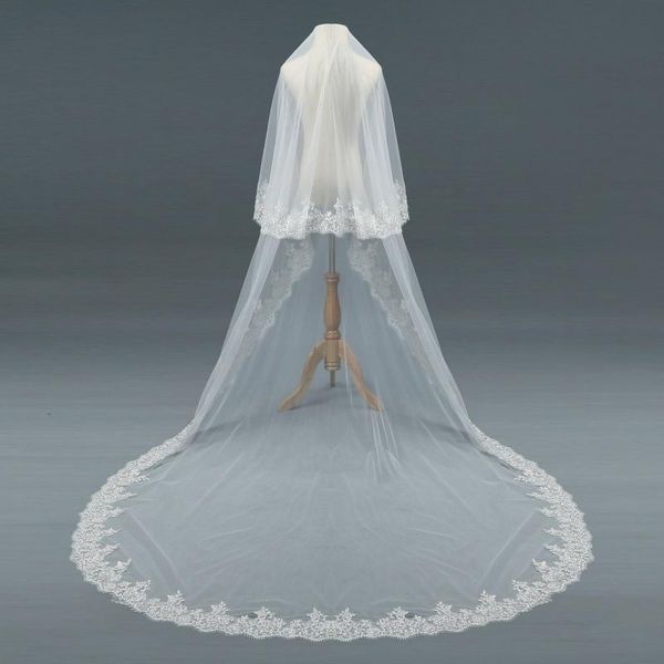 bridal veils lace edge wedding 2 layer cathedral long length women mantilla vail with comb, Black
bridal veils lace edge wedding 2 layer cathedral long length women mantilla vail with comb, Black