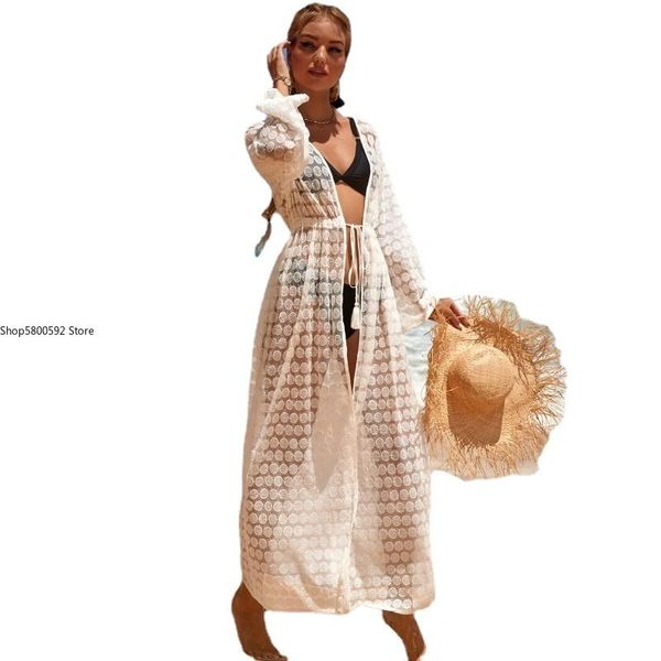 women's swimwear 2021 dress beach white lace summer maxi women long sleeve cover up see through boho bikini beachwear cover-ups, White;black
women's swimwear 2021 dress beach white lace summer maxi women long sleeve cover up see through boho bikini beachwear cover-ups, White;black