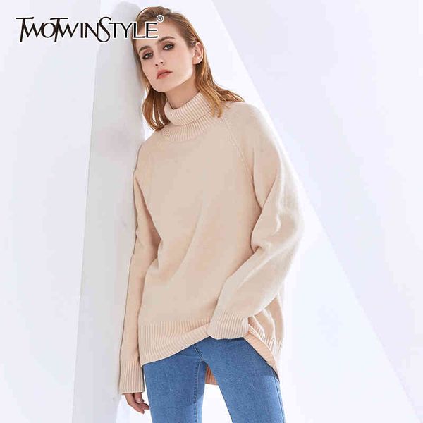 twotwinstyle minimalist knitted basic for women turtleneck long sleeve casual solid sweater female fashion clothing 210517, White;black
twotwinstyle minimalist knitted basic for women turtleneck long sleeve casual solid sweater female fashion clothing 210517, White;black