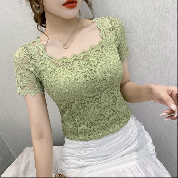 women t shirts lace summer short sleeve shirt square collar solid color blusas, White
women t shirts lace summer short sleeve shirt square collar solid color blusas, White
