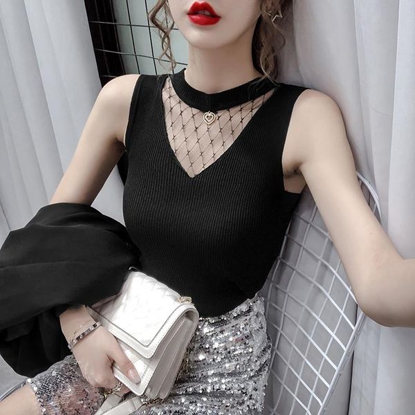 camisole basic women's summer sleeveless tank mesh stitching knitted bottoming shirt t-shirt, White
camisole basic women's summer sleeveless tank mesh stitching knitted bottoming shirt t-shirt, White