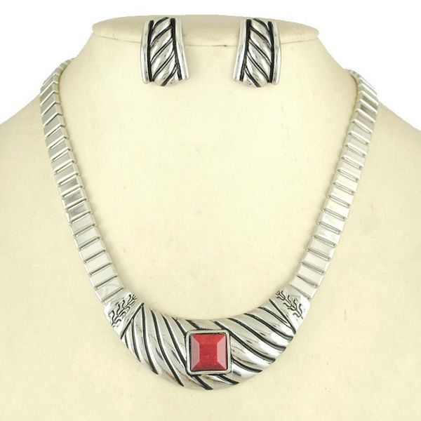 earrings & necklace punk style square gems set + women's retro adjustable size, Silver
earrings & necklace punk style square gems set + women's retro adjustable size, Silver