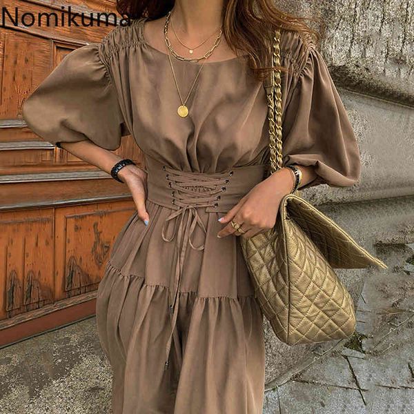 nomikuma korea chic vintage elegant women dress lace up slim waist vestidos femme new half lantern sleeve dresses 6f930 210427, Black;gray
nomikuma korea chic vintage elegant women dress lace up slim waist vestidos femme new half lantern sleeve dresses 6f930 210427, Black;gray