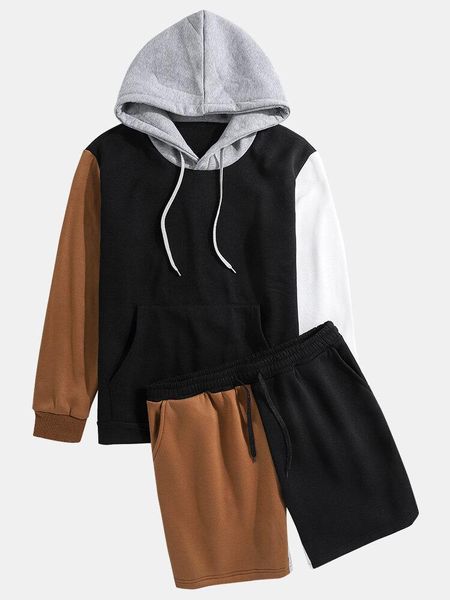 men's tracksuits hooded sweater patchwork autumn set fashion japanese contrasting long sleeve shorts 2-piece, Gray
men's tracksuits hooded sweater patchwork autumn set fashion japanese contrasting long sleeve shorts 2-piece, Gray