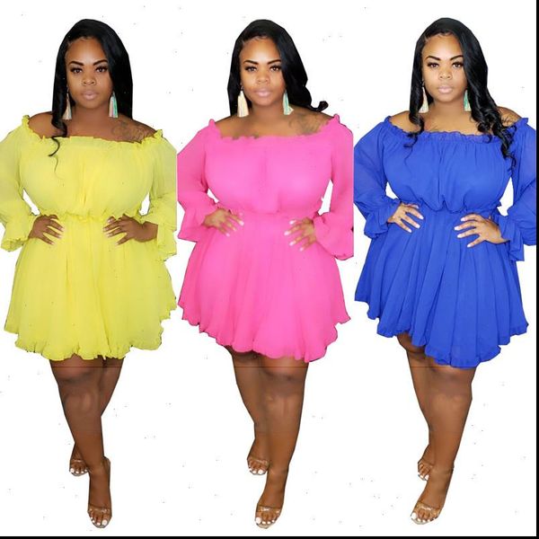 autumn fashion long petal sleeve womens dresses slash off the shoulder chiffon fabric comfortable loose plus size, Black;gray
autumn fashion long petal sleeve womens dresses slash off the shoulder chiffon fabric comfortable loose plus size, Black;gray