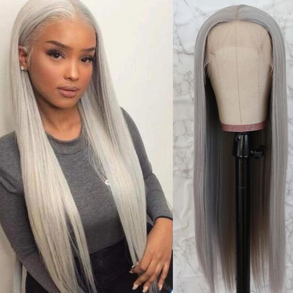 13x4 lace front wig with baby hair grey color ombre straight long pre plucked 130% remy human wigs1, Black;brown
13x4 lace front wig with baby hair grey color ombre straight long pre plucked 130% remy human wigs1, Black;brown