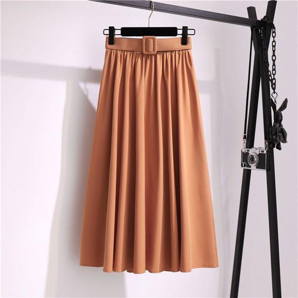 women's skirts elastic waist loose solid midi skirt with belt summer fashion all-match a-line high black khaki
women's skirts elastic waist loose solid midi skirt with belt summer fashion all-match a-line high black khaki