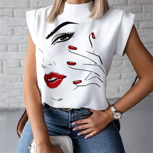 women elegant lips print blouse shirts summer casual stand neck pullovers ladies fashion cute eye short sleeve blusa 210520, White
women elegant lips print blouse shirts summer casual stand neck pullovers ladies fashion cute eye short sleeve blusa 210520, White