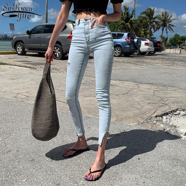 women's jeans light blue high waist stretch skinny split ripped hole pencil 2021 women trousers pants streetwear 10397
women's jeans light blue high waist stretch skinny split ripped hole pencil 2021 women trousers pants streetwear 10397