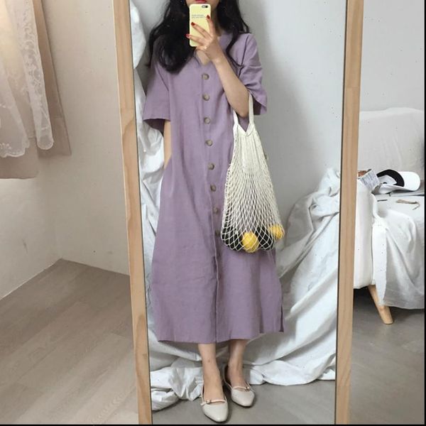 summer purple cotton linen women dresses long shirt v neck sashes single breasted midi sundress, Black;gray
summer purple cotton linen women dresses long shirt v neck sashes single breasted midi sundress, Black;gray