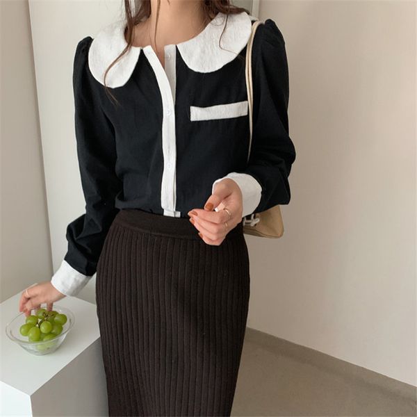puff sleeves office lady color-hit female streetwear early spring chic korean all match shirts 210421, White
puff sleeves office lady color-hit female streetwear early spring chic korean all match shirts 210421, White