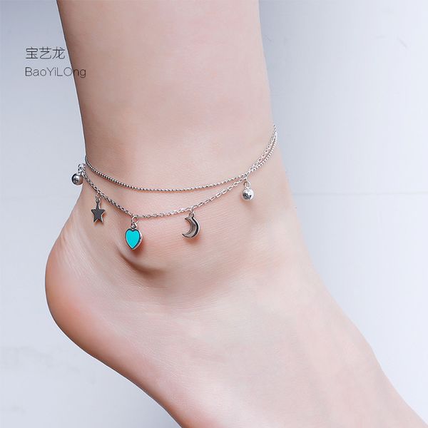 silver s925 sterling fashion accessories star moon double anklet women's versatile temperament bell anklet, Red;blue
silver s925 sterling fashion accessories star moon double anklet women's versatile temperament bell anklet, Red;blue