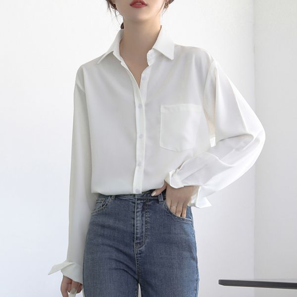 women's tanks & camis spring 2021 new turn down collar pocket woman shirts solid color long sleeve loose female blouses fashion ch, White
women's tanks & camis spring 2021 new turn down collar pocket woman shirts solid color long sleeve loose female blouses fashion ch, White