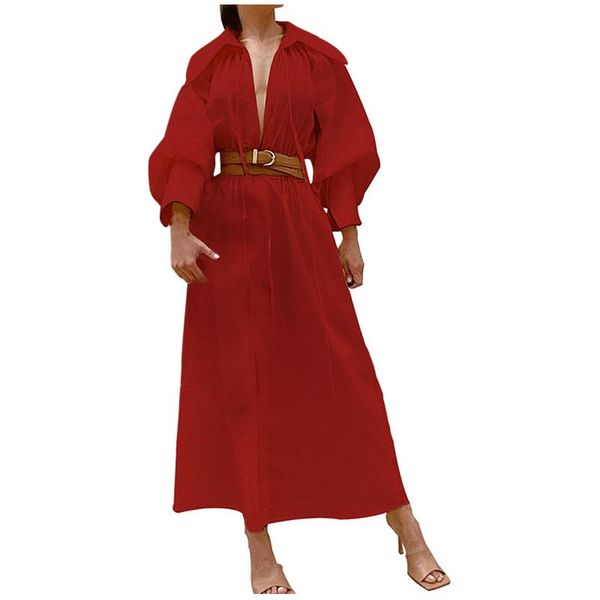 women fashion solid color lace casual sundress spring lapel shirt dress long sleeve mid-claf vestidos female button robe belted dresses, Black;gray
women fashion solid color lace casual sundress spring lapel shirt dress long sleeve mid-claf vestidos female button robe belted dresses, Black;gray