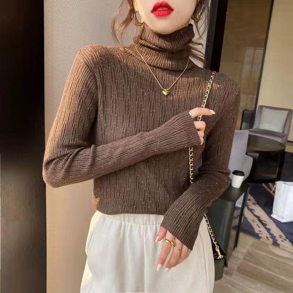 women's sweaters pullover sweater female foreign knitted brightening silk slim south korea version of autumn and winter high collar, White;black
women's sweaters pullover sweater female foreign knitted brightening silk slim south korea version of autumn and winter high collar, White;black