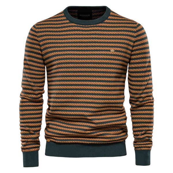 men's 2021autumn and winter new knitted oversize striped trend simple round neck bottoming sweater male, Black
men's 2021autumn and winter new knitted oversize striped trend simple round neck bottoming sweater male, Black