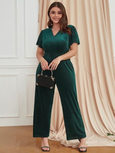 plus butterfly sleeve velvet jumpsuit f0qn#, Black 
plus butterfly sleeve velvet jumpsuit f0qn#, Black
