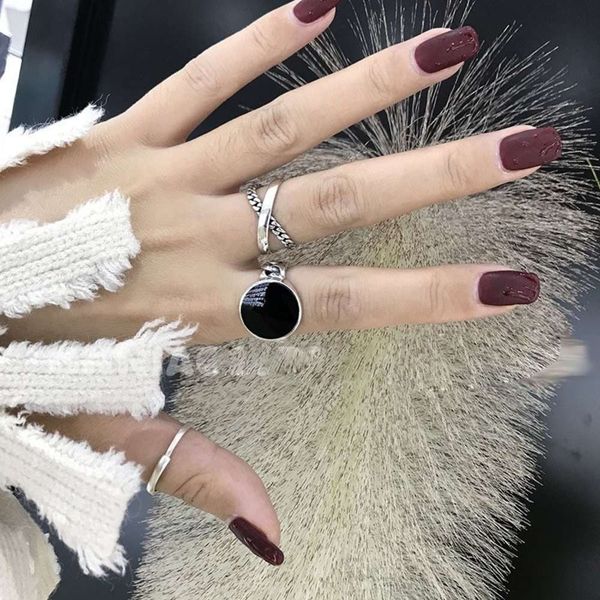 female ins hip hop korean fashion chain drop glaze double layer heavy industry personality ring, Black
female ins hip hop korean fashion chain drop glaze double layer heavy industry personality ring, Black