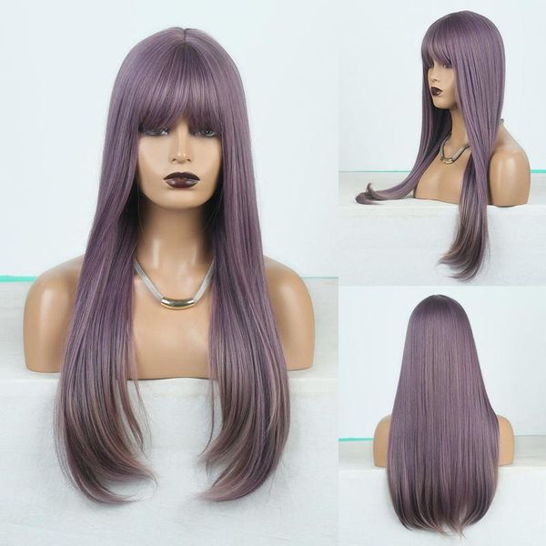 synthetic wigs bangs 26inch deep purple gray loose straight machine wig for fashion women middle part hair cosplay daily dray queen, Black
synthetic wigs bangs 26inch deep purple gray loose straight machine wig for fashion women middle part hair cosplay daily dray queen, Black