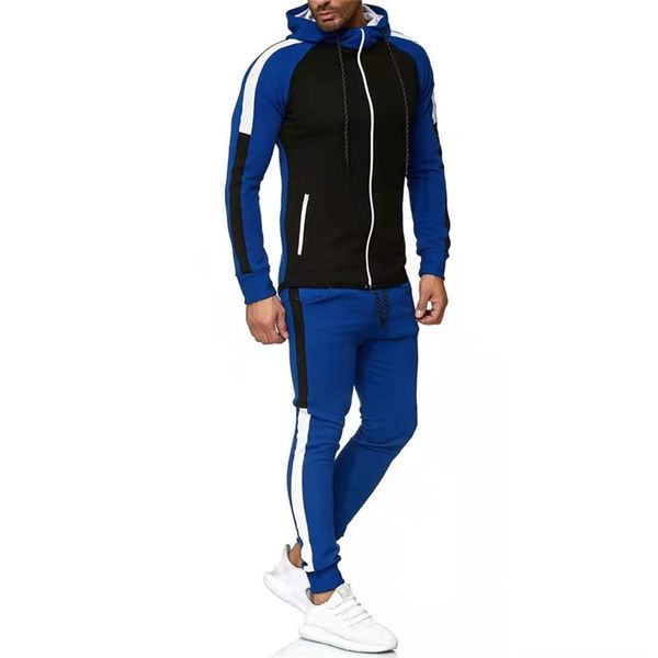 new sports leisure stripe color matching european and american hooded fashion men's suit, Gray
new sports leisure stripe color matching european and american hooded fashion men's suit, Gray