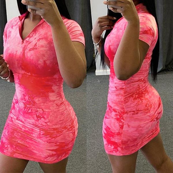 casual dresses summer club dress fashion v-neck tie-dye zipper female short sleeve, Black;gray
casual dresses summer club dress fashion v-neck tie-dye zipper female short sleeve, Black;gray