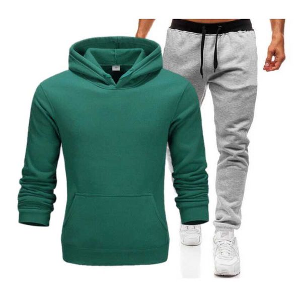 men's tracksuits clothing suit sportswear 2-piece hoodie + pants sweater sports streetwear, Gray
men's tracksuits clothing suit sportswear 2-piece hoodie + pants sweater sports streetwear, Gray