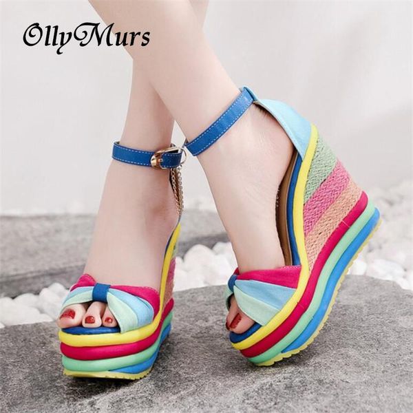 ollymur fashion women's sandals summer ladies 13cm wedges platform mixed colors buckle strap peep toe high heels, Black
ollymur fashion women's sandals summer ladies 13cm wedges platform mixed colors buckle strap peep toe high heels, Black