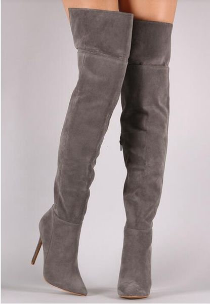 boot boots in high heels at night club wearing long grey suede pointed toe on knee women's thigh, Black
boot boots in high heels at night club wearing long grey suede pointed toe on knee women's thigh, Black