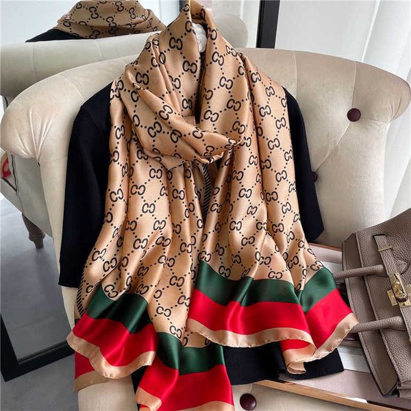 2021 scarf female imitation spring and autumn korean letter silk forged thin long beach towel sunscreen shawl scarf, Blue;gray
2021 scarf female imitation spring and autumn korean letter silk forged thin long beach towel sunscreen shawl scarf, Blue;gray