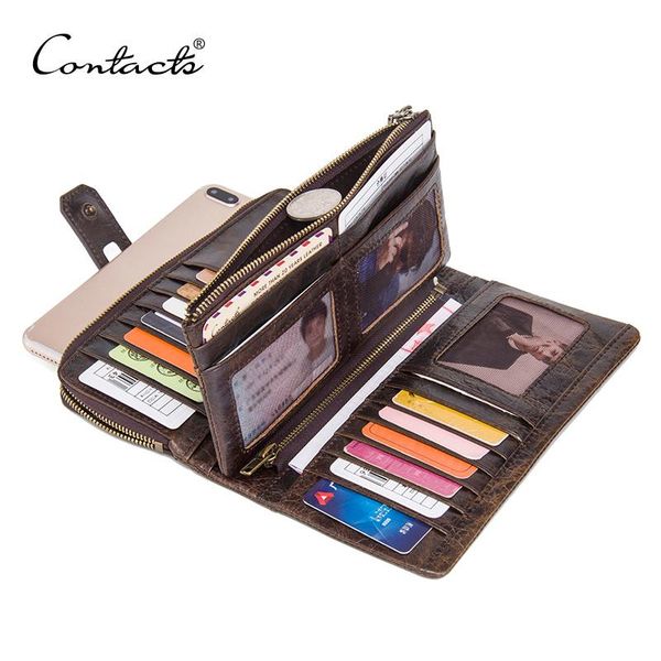 wallets contact's genuine leather women men wallet long clutch walet portomonee rfid money bag female zipper coin purses, Red;black
wallets contact's genuine leather women men wallet long clutch walet portomonee rfid money bag female zipper coin purses, Red;black