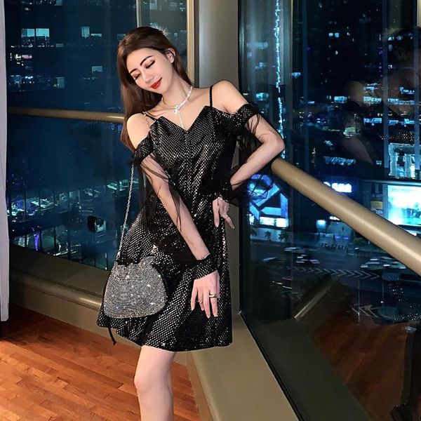 casual dresses pleuche composite mesh stitching dress for autumn and winter, Black;gray
casual dresses pleuche composite mesh stitching dress for autumn and winter, Black;gray