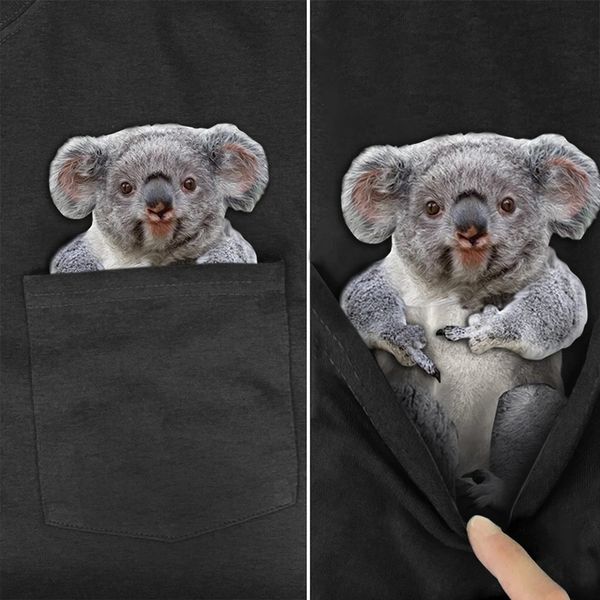 cloocl pocket koala cotton t shirt 3d printed fashion brand men for women casual funny pockets, White;black
cloocl pocket koala cotton t shirt 3d printed fashion brand men for women casual funny pockets, White;black