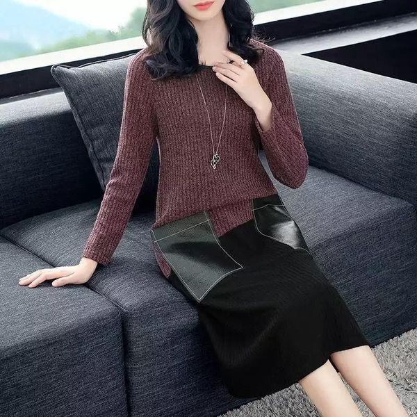 casual dresses winter fall fashion women pu leather patchwork long sleeve knitted sweater dress , female womens designer slim, Black;gray
casual dresses winter fall fashion women pu leather patchwork long sleeve knitted sweater dress , female womens designer slim, Black;gray