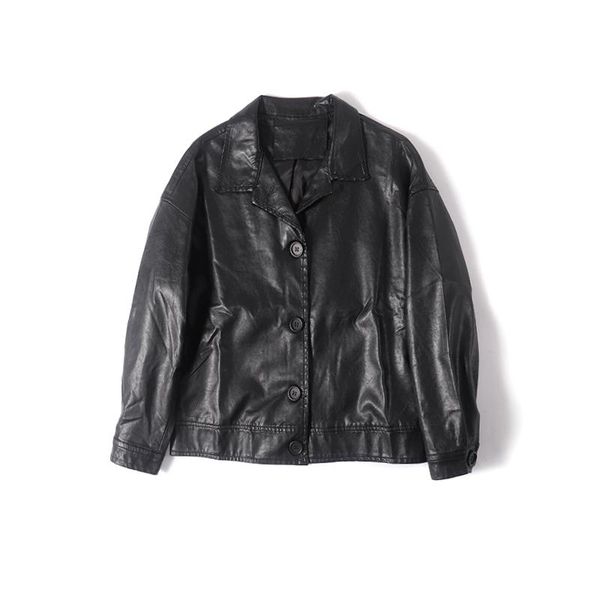 women's leather & faux women's autumn coat jacket solid vintage women, Black
women's leather & faux women's autumn coat jacket solid vintage women, Black