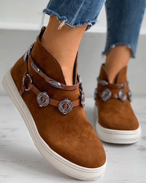 boots fashion women retro ankle metal decoration flock flats rubber sole round toe zip casual cool ladies shoes female whosale, Black
boots fashion women retro ankle metal decoration flock flats rubber sole round toe zip casual cool ladies shoes female whosale, Black