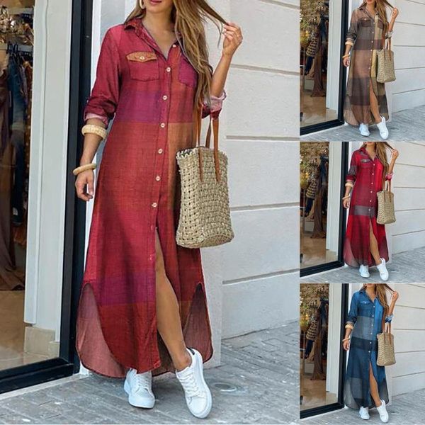 casual dresses fashion womens loose long sleeve pocket button shirt print dress woman 2021 spring summer vestidos mujer, Black;gray
casual dresses fashion womens loose long sleeve pocket button shirt print dress woman 2021 spring summer vestidos mujer, Black;gray