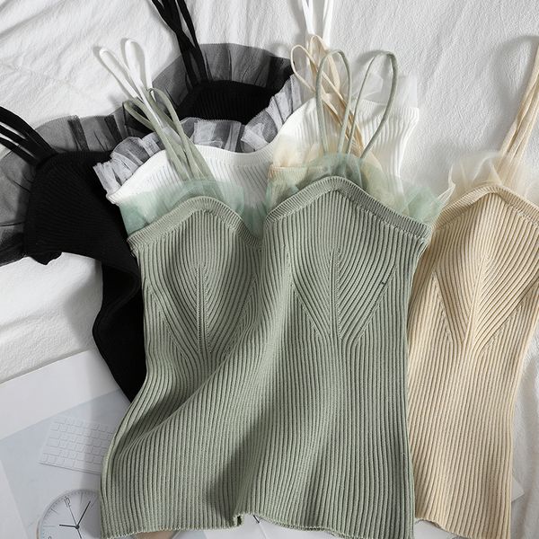 summer stitching wood ear camis womens camisole all-match korean casual vintage jacket knitted vest women 210420, White
summer stitching wood ear camis womens camisole all-match korean casual vintage jacket knitted vest women 210420, White