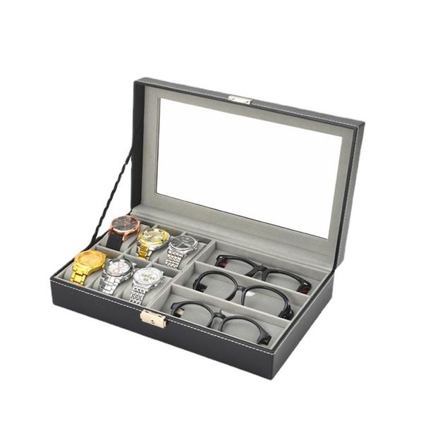 watch boxes & cases leather storage organizer box 6 slots 3 glasses black pillows display cabinet pu gift ideas, Black;blue
watch boxes & cases leather storage organizer box 6 slots 3 glasses black pillows display cabinet pu gift ideas, Black;blue