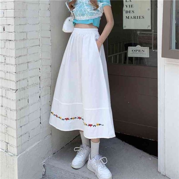 temperament flower embroidered white skirt women's summer korean version of high-waisted thin medium-length 210529, Black
temperament flower embroidered white skirt women's summer korean version of high-waisted thin medium-length 210529, Black