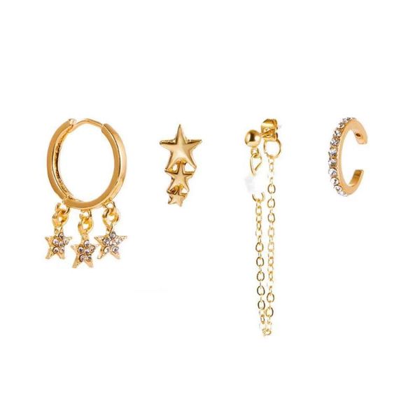 hoop & huggie star rhinestone circle earrings sets for women 4-piece chain dangle drop accessories jewelry, Golden;silver
hoop & huggie star rhinestone circle earrings sets for women 4-piece chain dangle drop accessories jewelry, Golden;silver