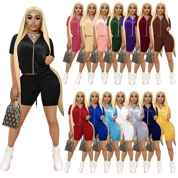 wholesale spring women velvet tracksuit summer outfits 2xl active sweatsuits short sleeve jacket+shorts two piece sets casual jogger suits 7, Gray
wholesale spring women velvet tracksuit summer outfits 2xl active sweatsuits short sleeve jacket+shorts two piece sets casual jogger suits 7, Gray