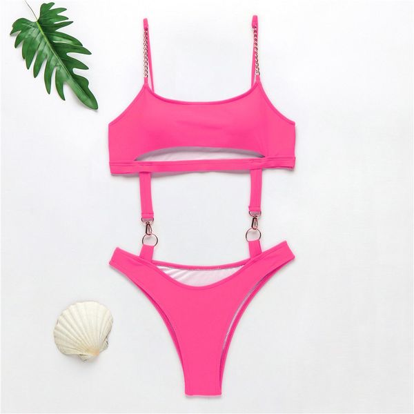 4 color chain swimsuit bathing suit brazilian bikini mujer hollow out high cut swimwear women push up monokinib 
4 color chain swimsuit bathing suit brazilian bikini mujer hollow out high cut swimwear women push up monokinib