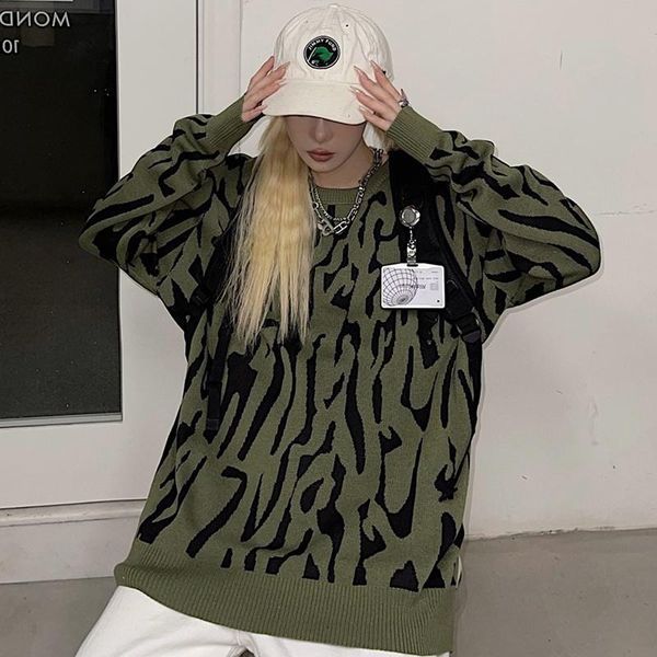 women's sweaters control 49 korean autumn and winter trend sweater coat zebra jacquard casual loose men's knitted top, White;black
women's sweaters control 49 korean autumn and winter trend sweater coat zebra jacquard casual loose men's knitted top, White;black