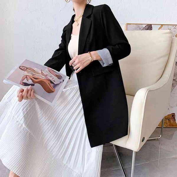 large size women's l-5xl temperament jacket autumn and winter black ladies blazer mid-length suit female 210527, White;black
large size women's l-5xl temperament jacket autumn and winter black ladies blazer mid-length suit female 210527, White;black