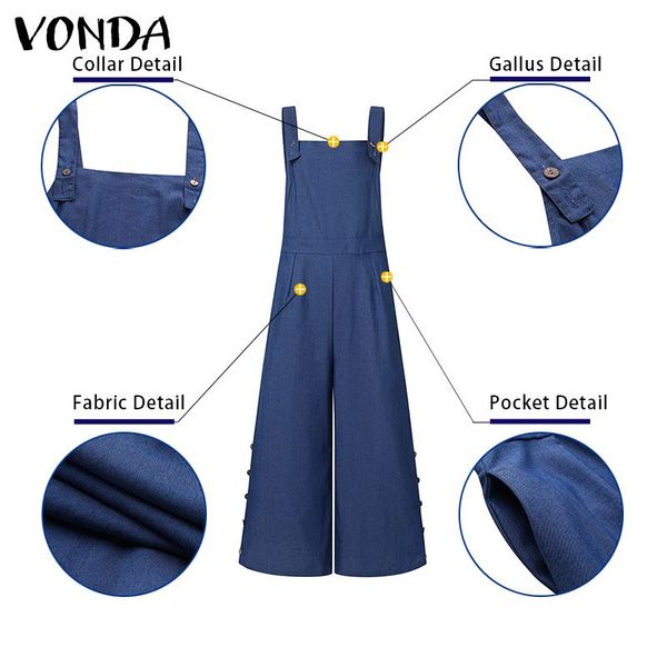 2011Women Jumpsuits 2021 VONDA Rompers Vintage Pockets Buttons Wide Leg Pants Female Jumpsuit Summer Overalls Plus Size Playsuits, Light blue
2011Women Jumpsuits 2021 VONDA Rompers Vintage Pockets Buttons Wide Leg Pants Female Jumpsuit Summer Overalls Plus Size Playsuits, Light blue